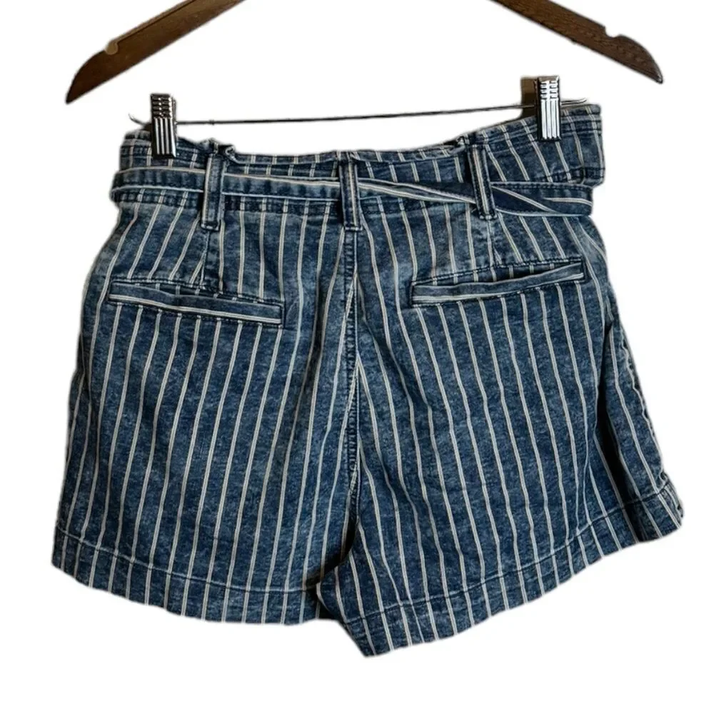 American Eagle Blue and White Striped Denim Shorts size 10